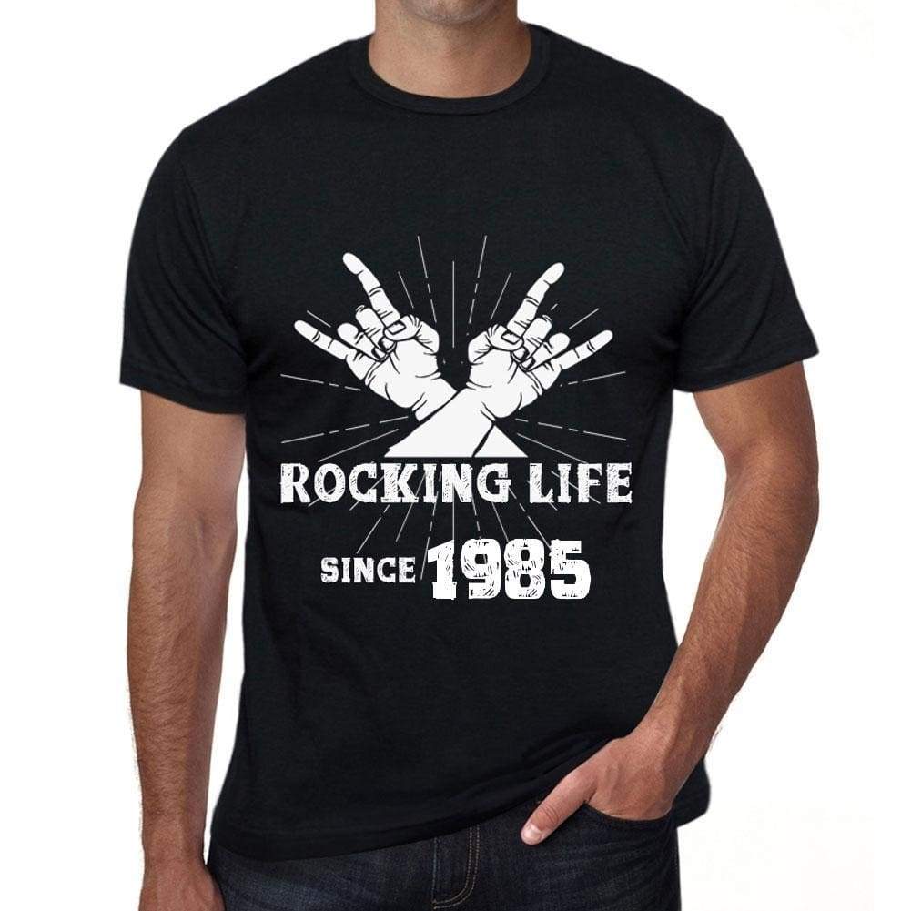 'Rocking Life Since 1985 <span>Men's</span> T-shirt Black Birthday Gift 00419 - ULTRABASIC