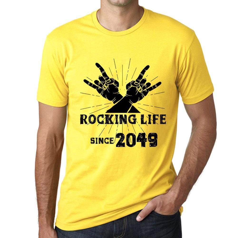 Rocking Life Since 2049 Mens T-Shirt Yellow Birthday Gift 00422 - Yellow / Xs - Casual