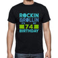 Rockin&rollin 74 Black Mens Short Sleeve Round Neck T-Shirt Gift T-Shirt 00340 - Black / S - Casual