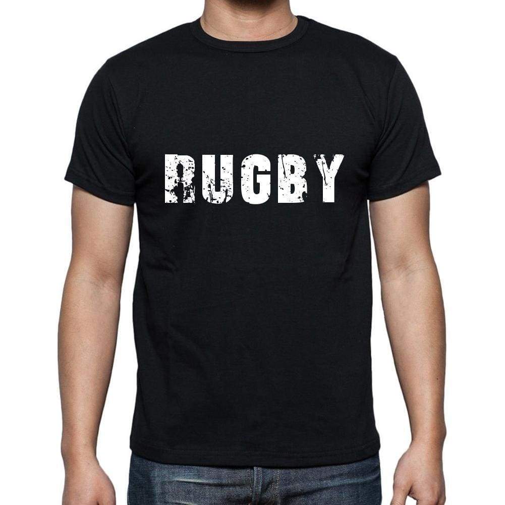 Rugby Mens Short Sleeve Round Neck T-Shirt 5 Letters Black Word 00006 - Casual