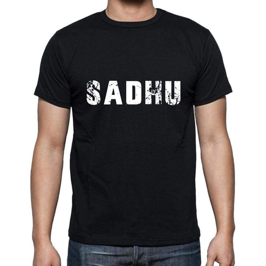 Sadhu Mens Short Sleeve Round Neck T-Shirt 5 Letters Black Word 00006 - Casual