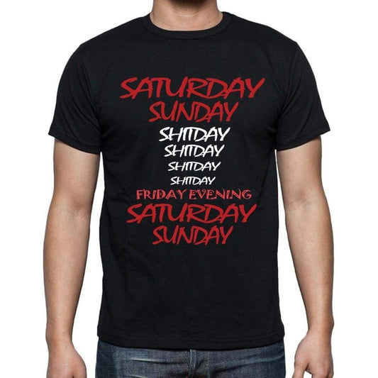 Saturday And Sunday White Letters Mens Short Sleeve Round Neck T-Shirt 00007