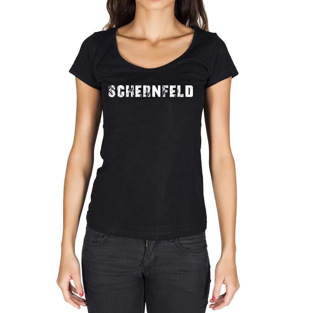 Schernfeld German Cities Black Womens Short Sleeve Round Neck T-Shirt 00002 - Casual