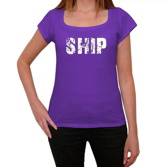 Ship Purple Womens Short Sleeve Round Neck T-Shirt 00041 - Purple / Xs - Casual