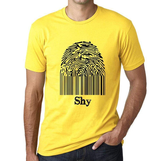 Shy Fingerprint Yellow Mens Short Sleeve Round Neck T-Shirt Gift T-Shirt - Yellow / S - Casual