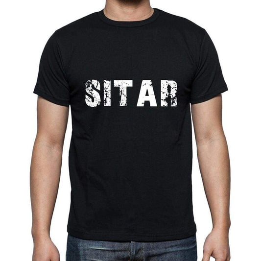 Sitar Mens Short Sleeve Round Neck T-Shirt 5 Letters Black Word 00006 - Casual
