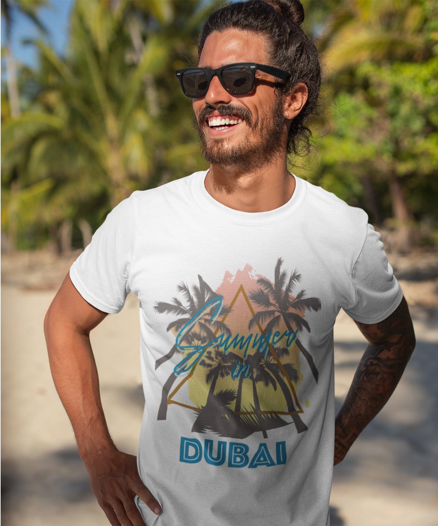 Men's Graphic T-Shirt Summer Triangle Dubai White
