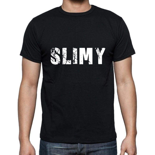 Slimy Mens Short Sleeve Round Neck T-Shirt 5 Letters Black Word 00006 - Casual