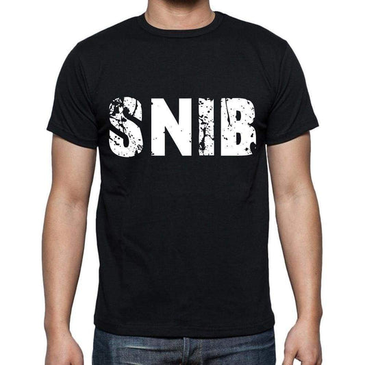 Snib Mens Short Sleeve Round Neck T-Shirt 4 Letters Black - Casual