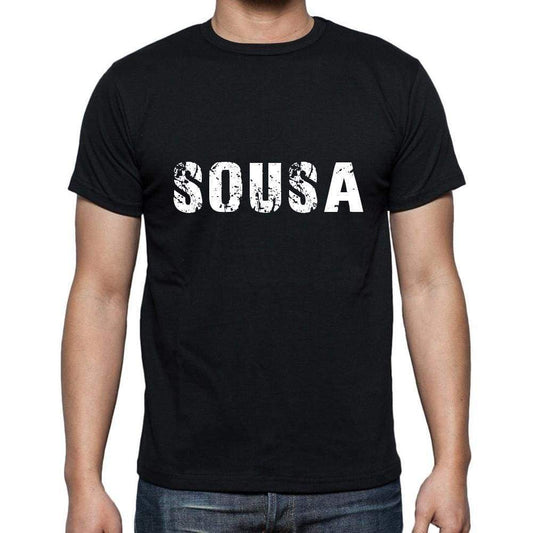 sousa Men's Short Sleeve Round Neck T-shirt , 5 letters Black , word 00006 - Ultrabasic