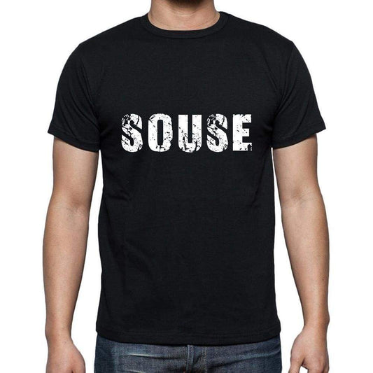 Souse Mens Short Sleeve Round Neck T-Shirt 5 Letters Black Word 00006 - Casual