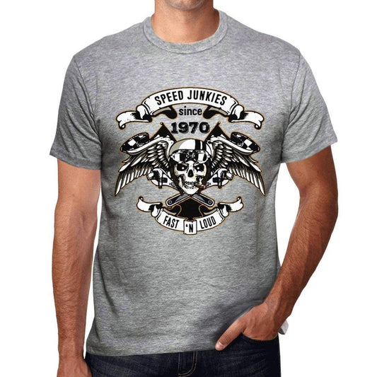 Speed Junkies Since 1970 Mens T-Shirt Grey Birthday Gift 00463 - Grey / S - Casual