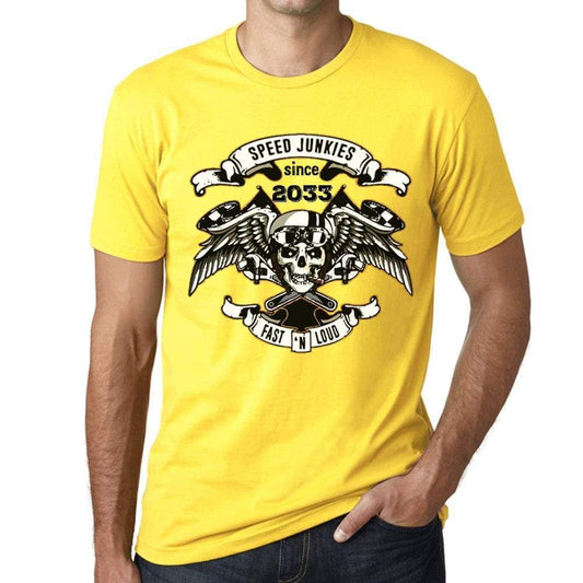 Speed Junkies Since 2033 Mens T-Shirt Yellow Birthday Gift 00465 - Yellow / Xs - Casual