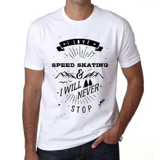 Speed Skating I Love Extreme Sport White Mens Short Sleeve Round Neck T-Shirt 00290 - White / S - Casual