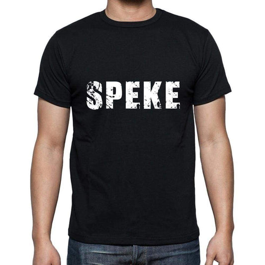 Speke Mens Short Sleeve Round Neck T-Shirt 5 Letters Black Word 00006 - Casual