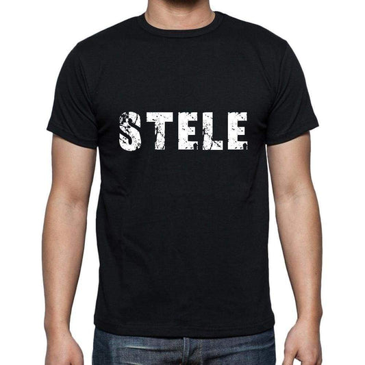 stele Men's Short Sleeve Round Neck T-shirt , 5 letters Black , word 00006 - Ultrabasic