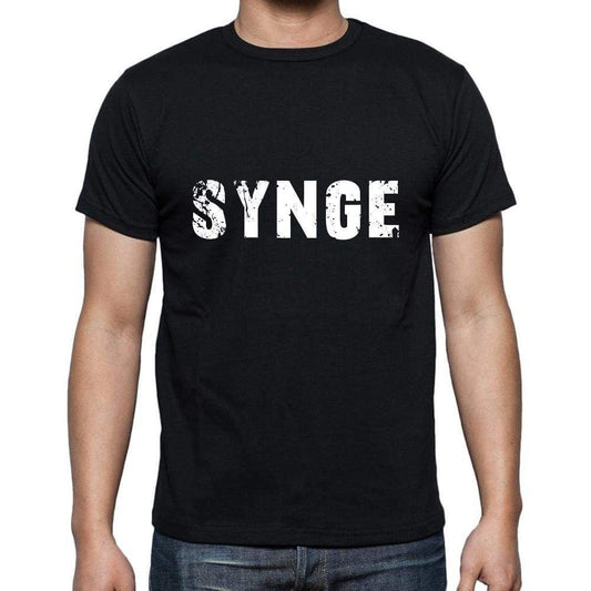 synge Men's Short Sleeve Round Neck T-shirt , 5 letters Black , word 00006 - Ultrabasic