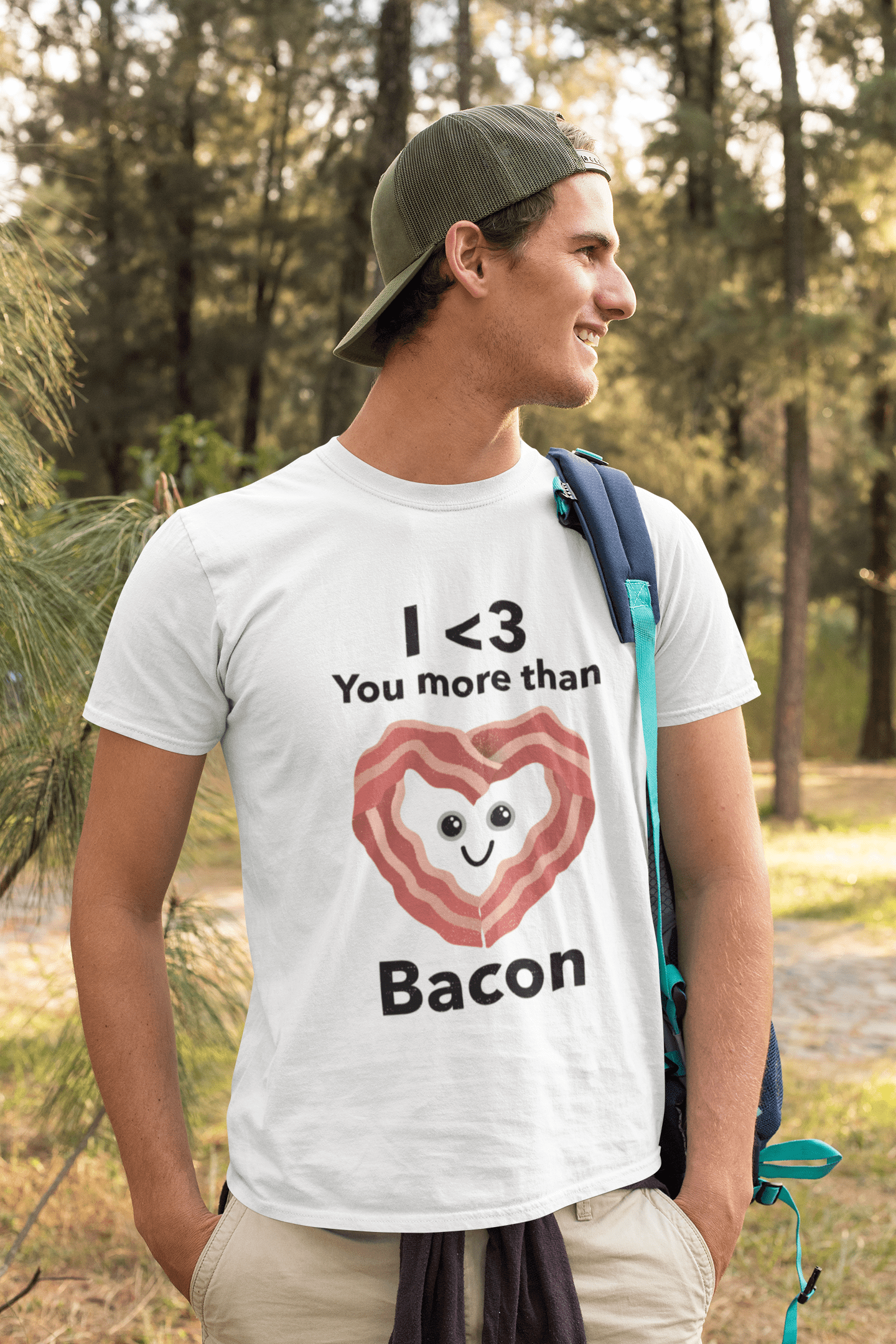 Men's Vintage Tee Shirt Graphic T shirt Valentine Bacon Round neck