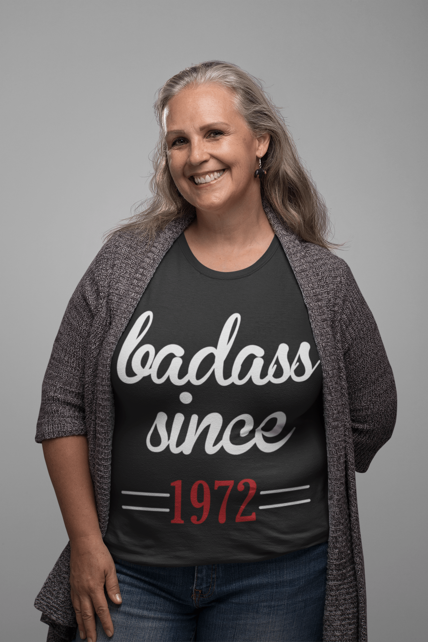 Badass Since 1972 Women's T-shirt Black Birthday Gift 00432