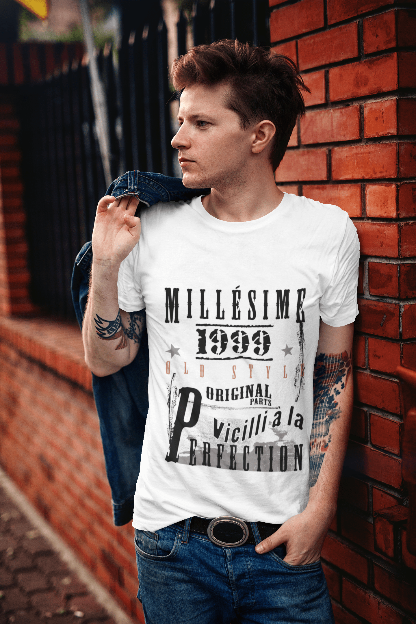 1999,birthday gifts for him,birthday t-shirts,Men's Short Sleeve Round Neck T-shirt , FR Vintage White Men's 00135