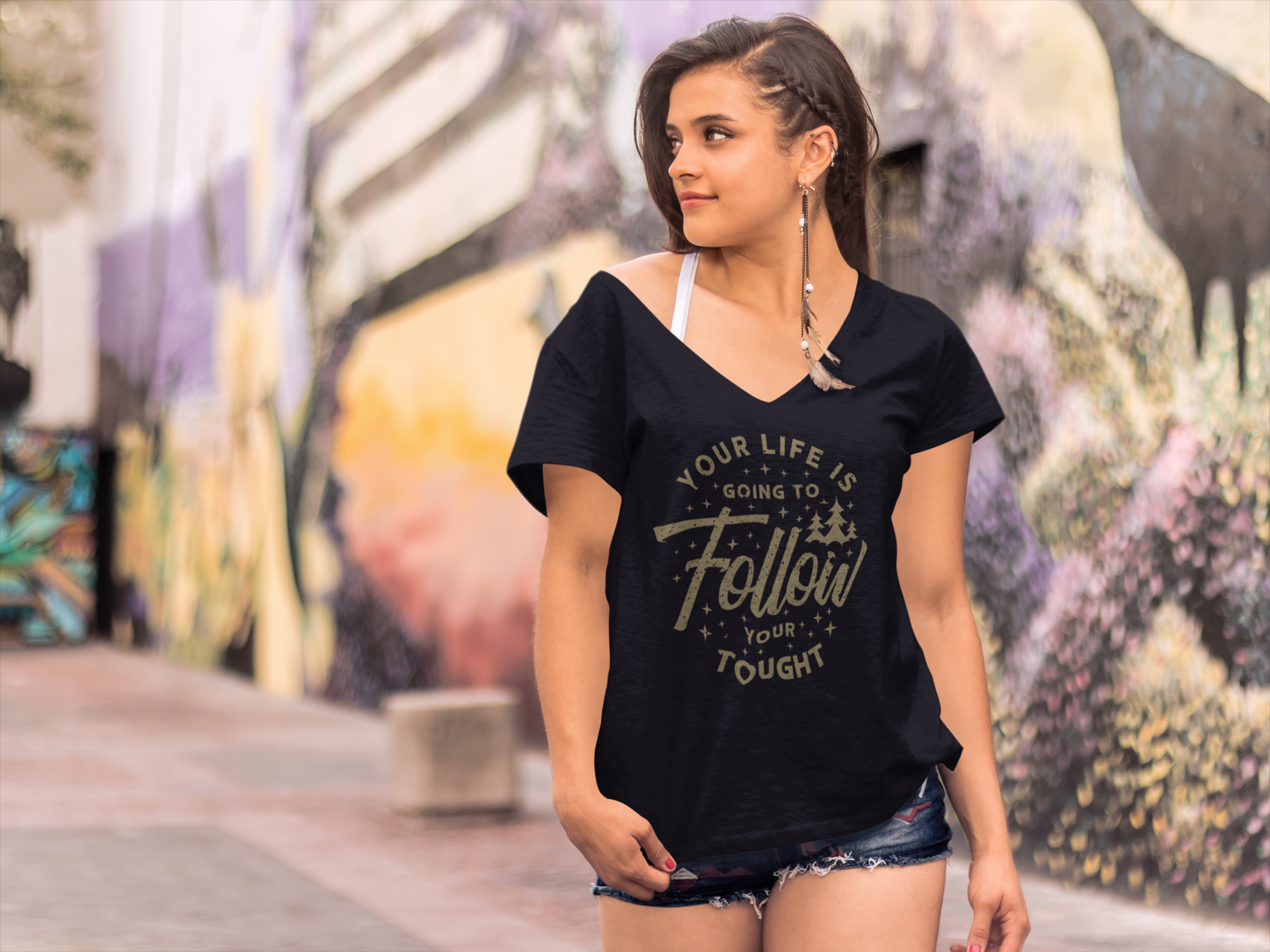 ULTRABASIC Women's T-Shirt Life is Going to Follow Tought - Motivational Shirt