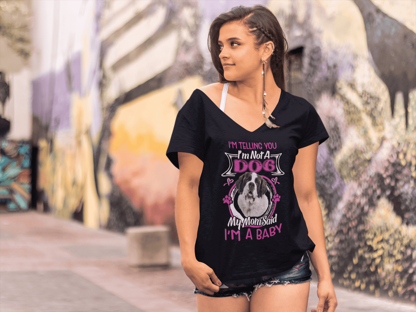 ULTRABASIC Women's T-Shirt I'm Telling You I'm Not a Saint Bernard - My Mom Said I'm a Baby - Cute Puppy Dog Lover Tee Shirt