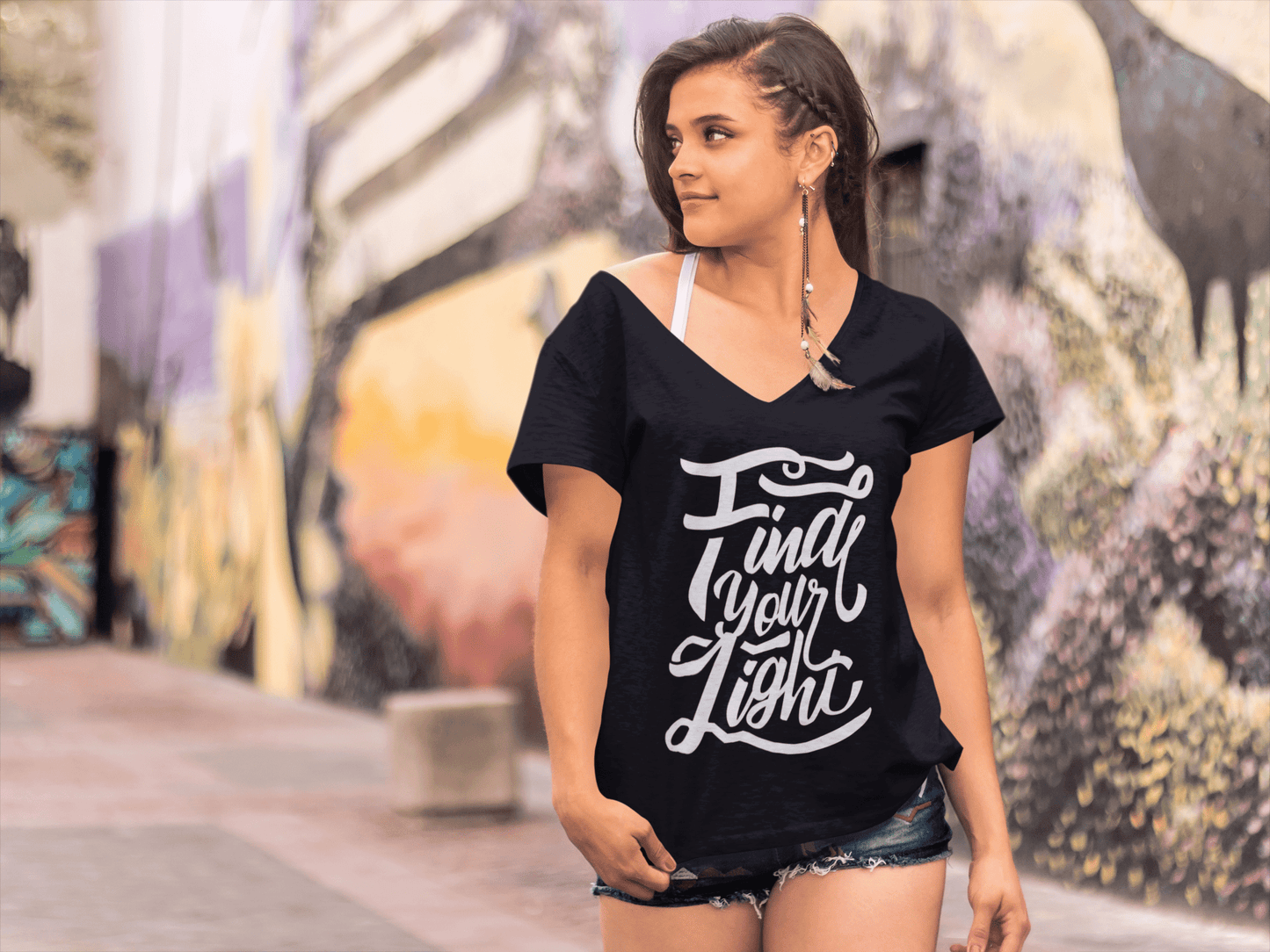 ULTRABASIC Women's T-Shirt Find Your Light - Inspiring Motivation Slogan Tee