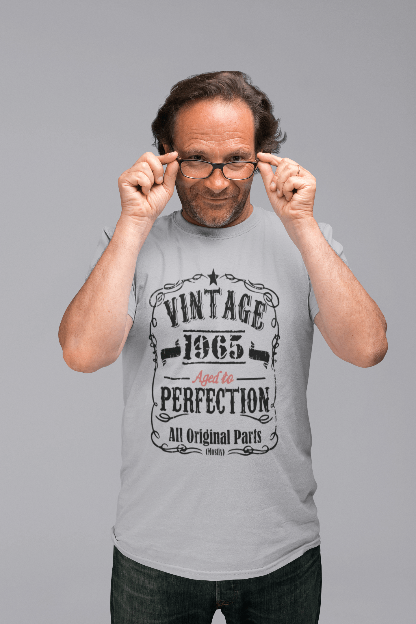 1965 Vintage Aged to Perfection Men's T-shirt Grey Birthday Gift 00489