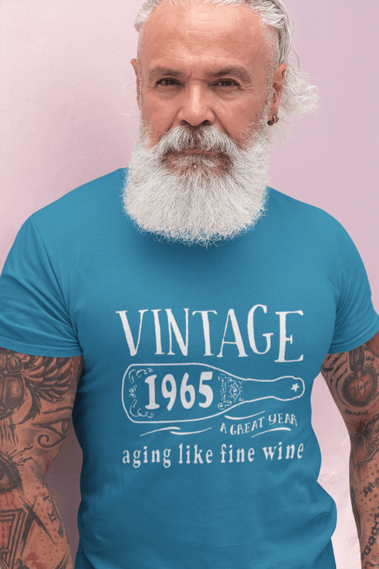 1965 Aging Like a Fine Wine Men's T-shirt Blue Birthday Gift 00460