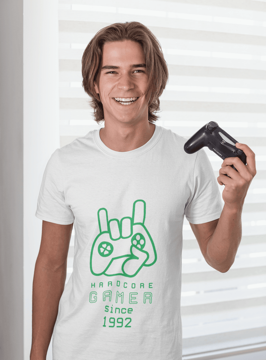 Men's Graphic T-Shirt Hardcore Gamer Since 1950 Vintage White Round Neck