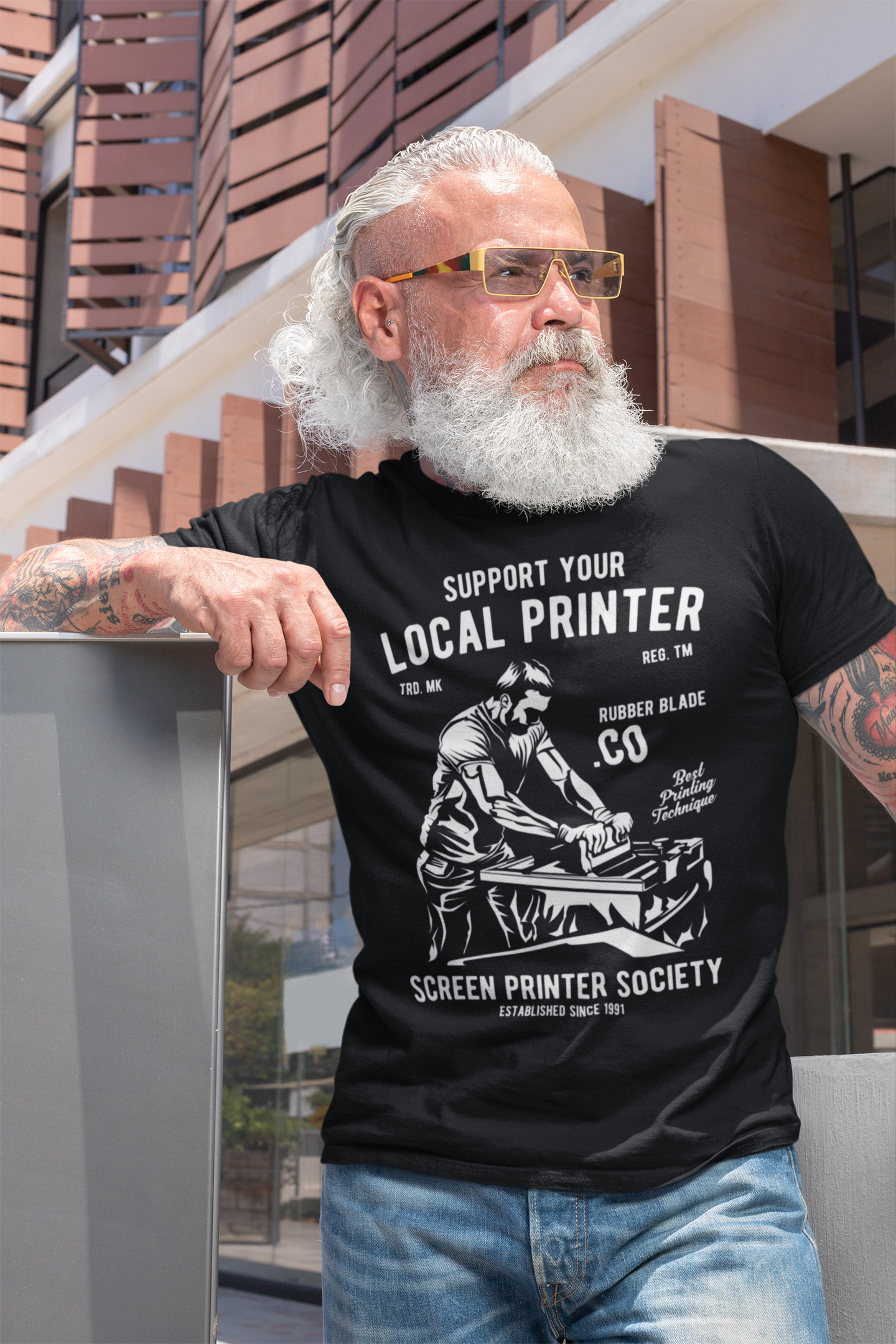 ULTRABASIC Support Your Local Printer Men's T-Shirt - Screen Printer Society