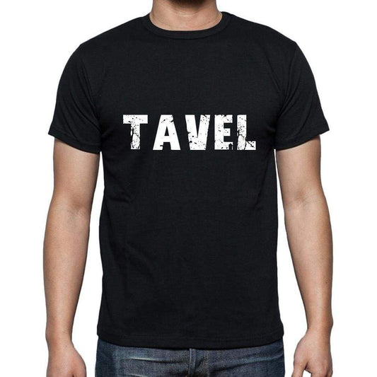 Tavel Mens Short Sleeve Round Neck T-Shirt 5 Letters Black Word 00006 - Casual