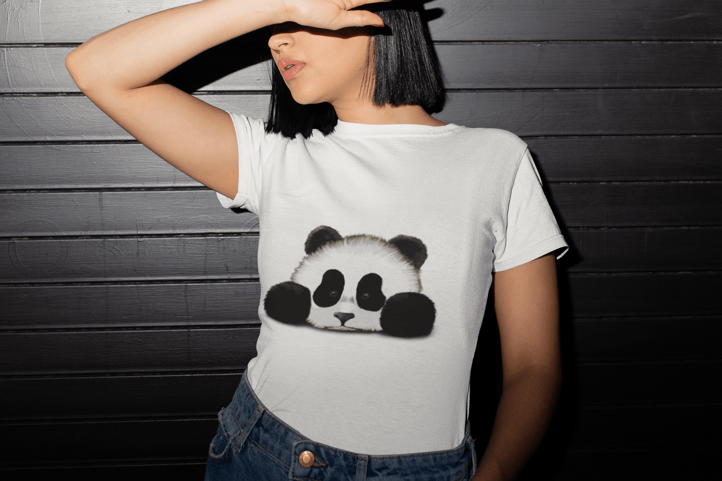 Panda 7, T-Shirt for women,t shirt gift Round Neck 00224