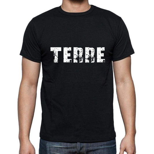 Terre Mens Short Sleeve Round Neck T-Shirt 5 Letters Black Word 00006 - Casual