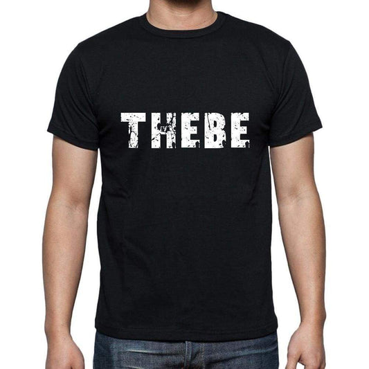 Thebe Mens Short Sleeve Round Neck T-Shirt 5 Letters Black Word 00006 - Casual