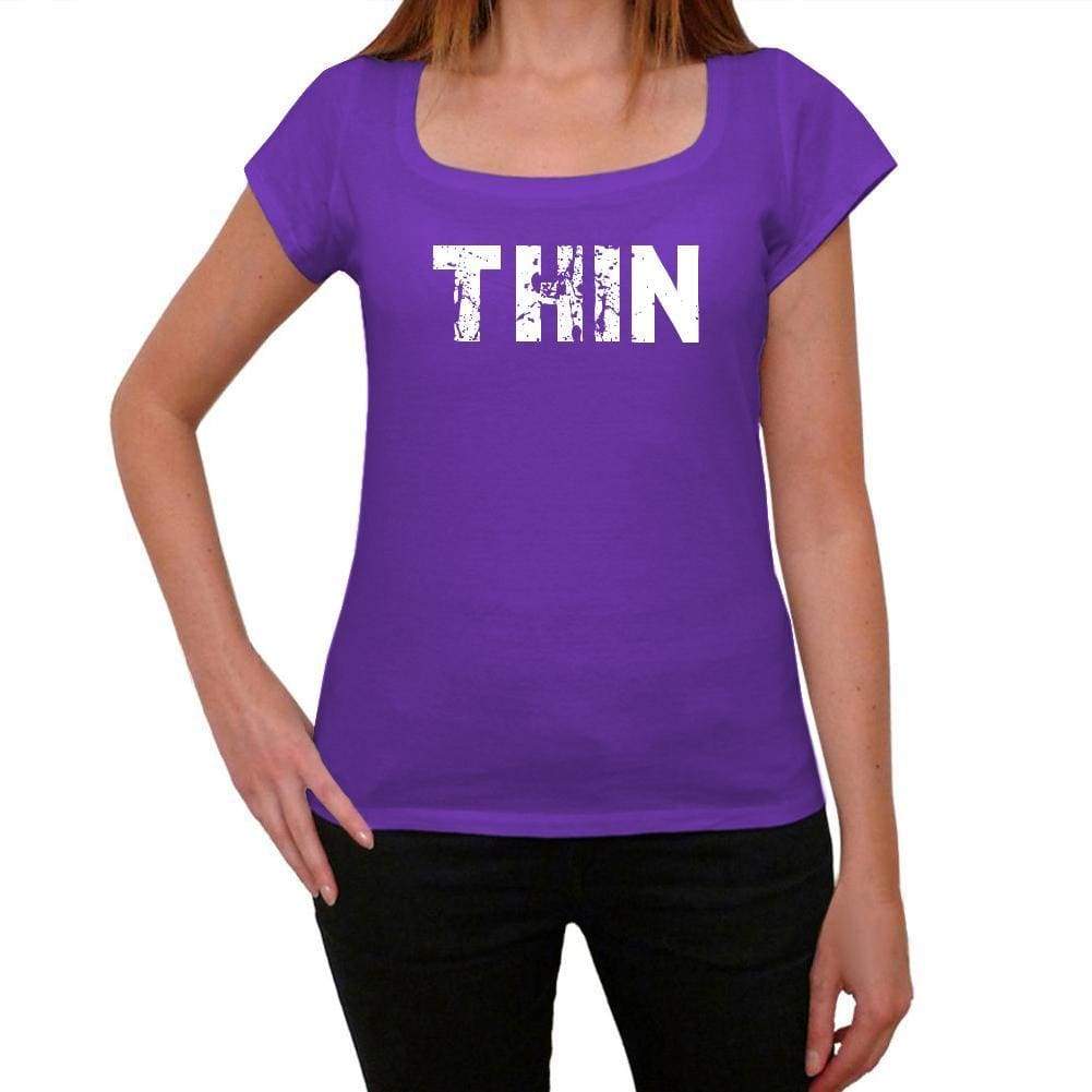 Thin Purple Womens Short Sleeve Round Neck T-Shirt 00041 - Purple / Xs - Casual