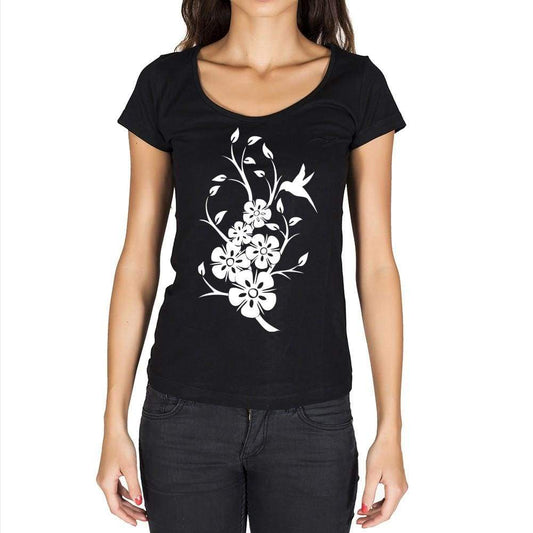 Tribal Flower Tattoo Black Gift Tshirt Black Womens T-Shirt 00165