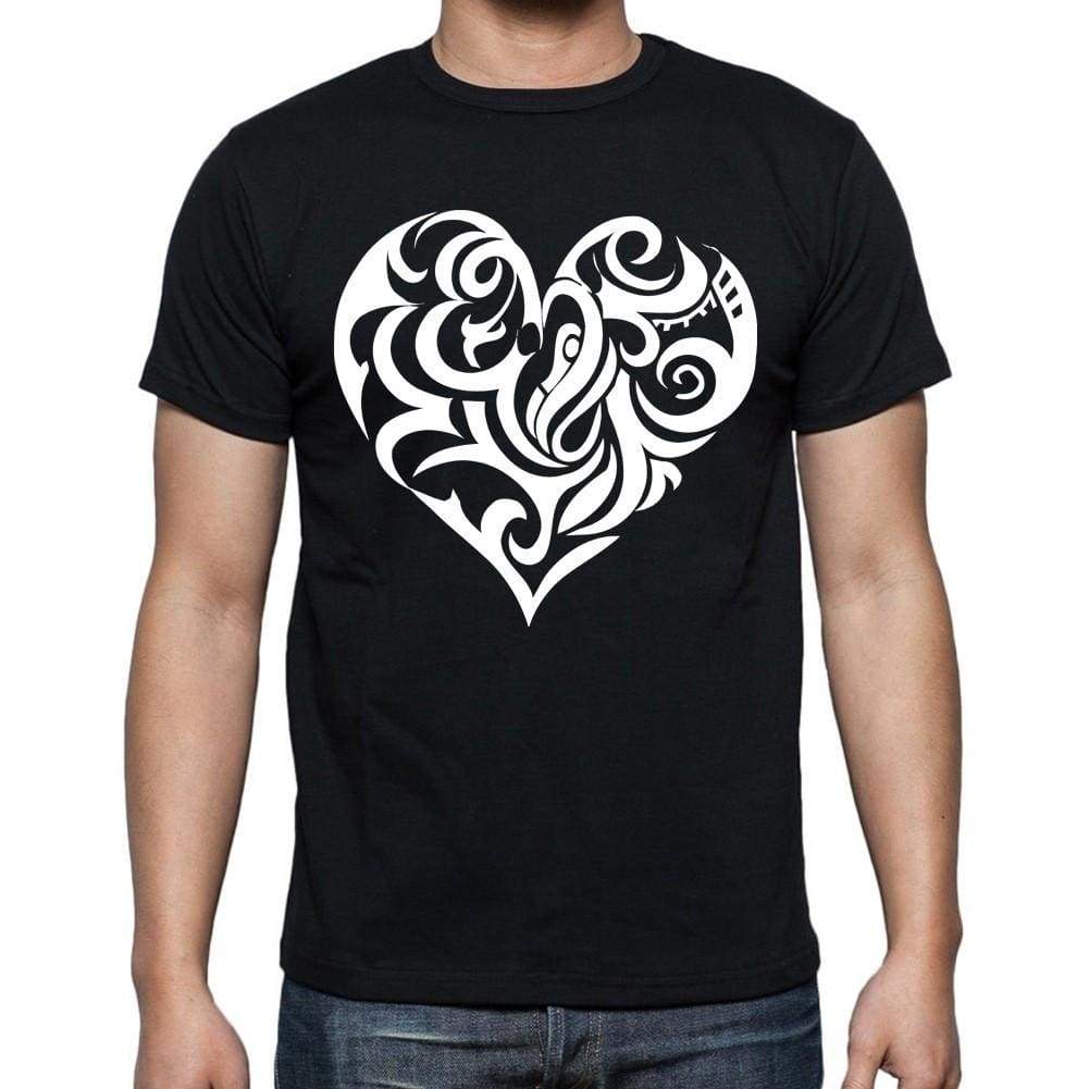 Tribal Hearts Tattoo Black Gift T Shirt Mens Tee Black 00166