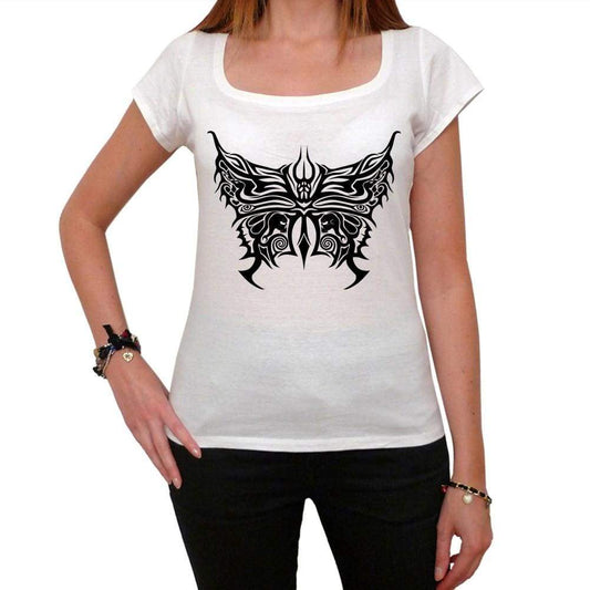 Trible Butterflies And Roses Tattoo Womens Short Sleeve Scoop Neck Tee 00161