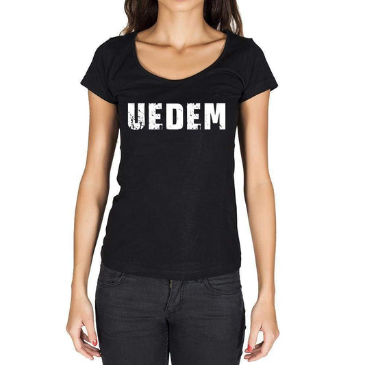 Uedem German Cities Black Womens Short Sleeve Round Neck T-Shirt 00002 - Casual