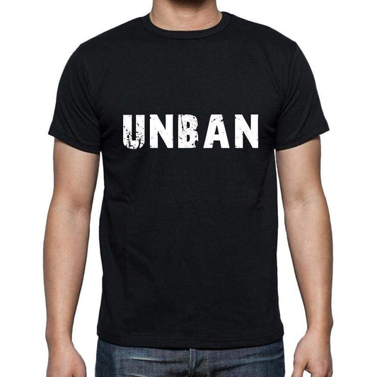 Unban Mens Short Sleeve Round Neck T-Shirt 5 Letters Black Word 00006 - Casual