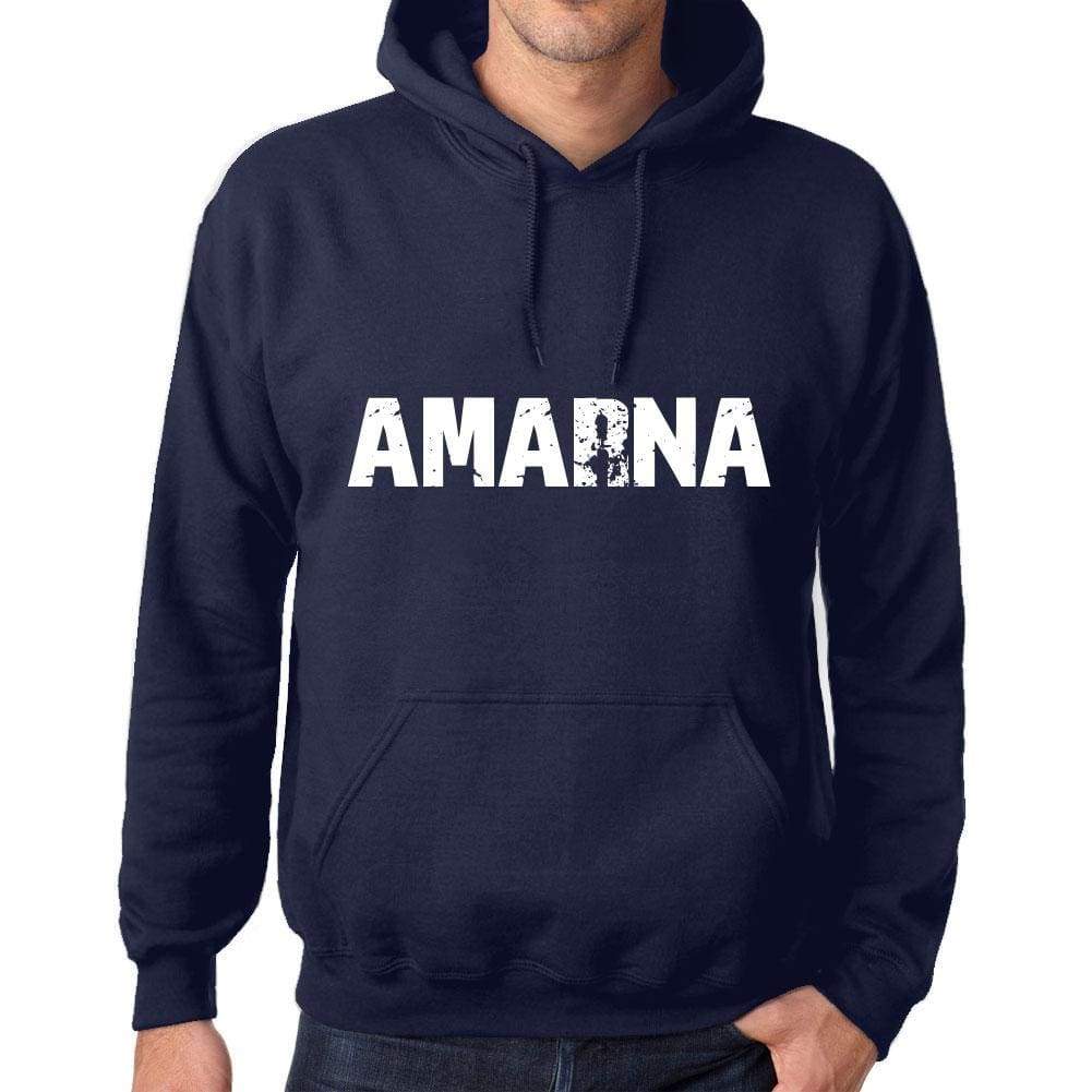 Unisex Printed Graphic Cotton Hoodie Popular Words Amarna French Navy - French Navy / Xs / Cotton - Hoodies