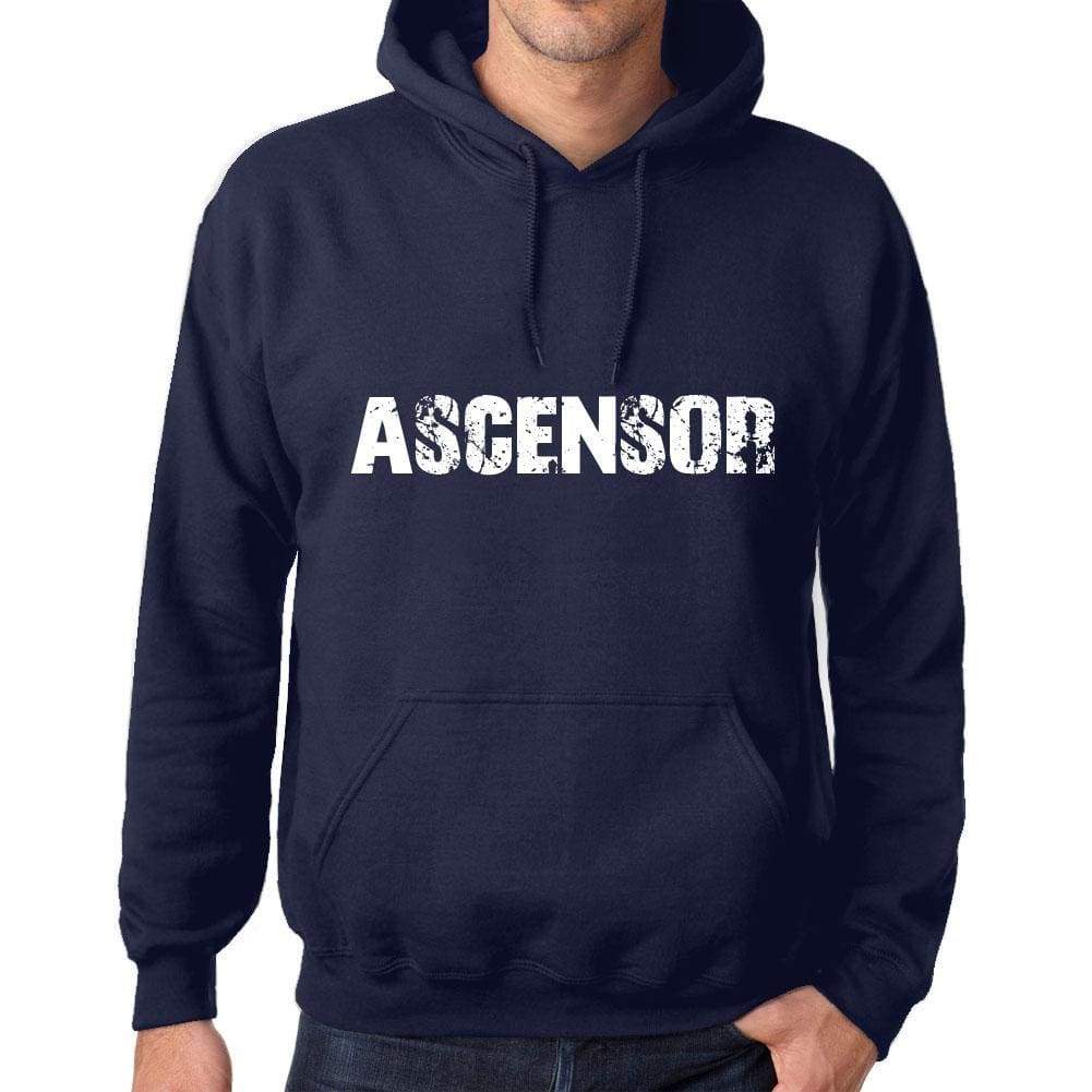 Unisex Printed Graphic Cotton Hoodie Popular Words Ascensor French Navy - French Navy / Xs / Cotton - Hoodies