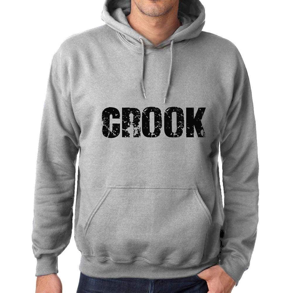 Unisex Printed Graphic Cotton Hoodie Popular Words Crook Grey Marl - Grey Marl / Xs / Cotton - Hoodies