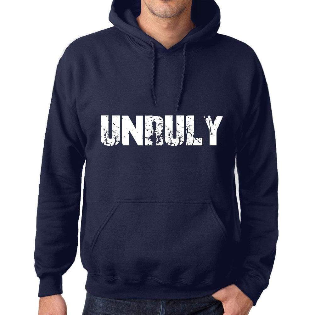 Unisex Printed Graphic Cotton Hoodie Popular Words Unruly French Navy - French Navy / Xs / Cotton - Hoodies