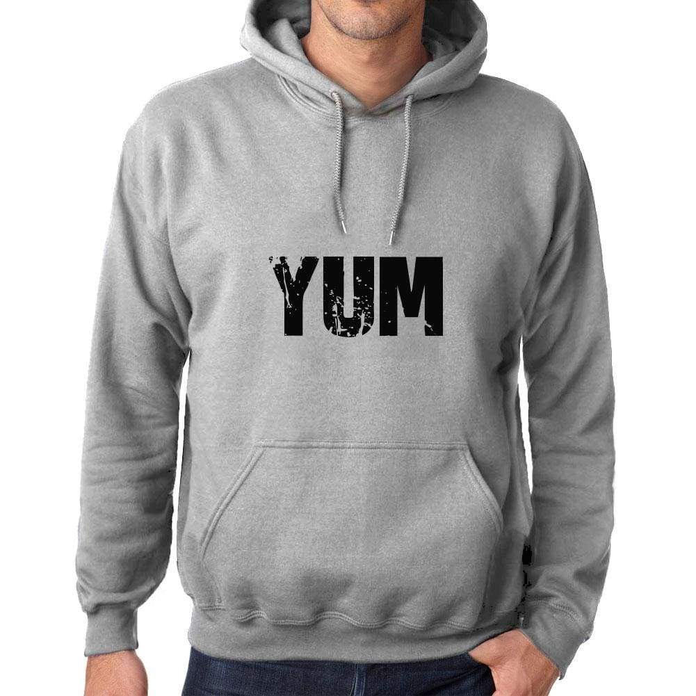 Unisex Printed Graphic Cotton Hoodie Popular Words Yum Grey Marl - Grey Marl / Xs / Cotton - Hoodies