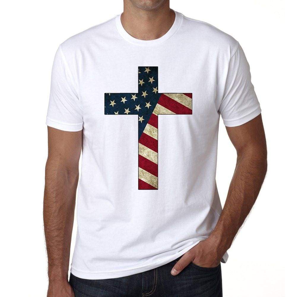 Usa Cross Mens Short Sleeve Round Neck T-Shirt