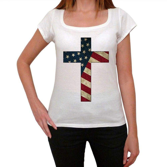 Usa Cross Twomens Short Sleeve Round Neck T-Shirt 00111