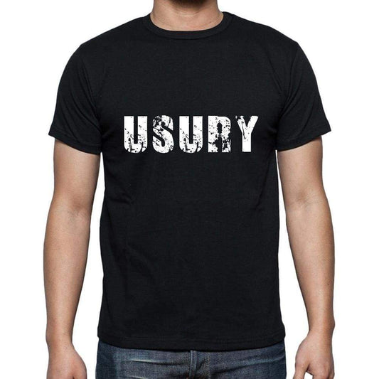 Usury Mens Short Sleeve Round Neck T-Shirt 5 Letters Black Word 00006 - Casual