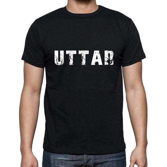 uttar Men's Short Sleeve Round Neck T-shirt , 5 letters Black , word 00006 - Ultrabasic